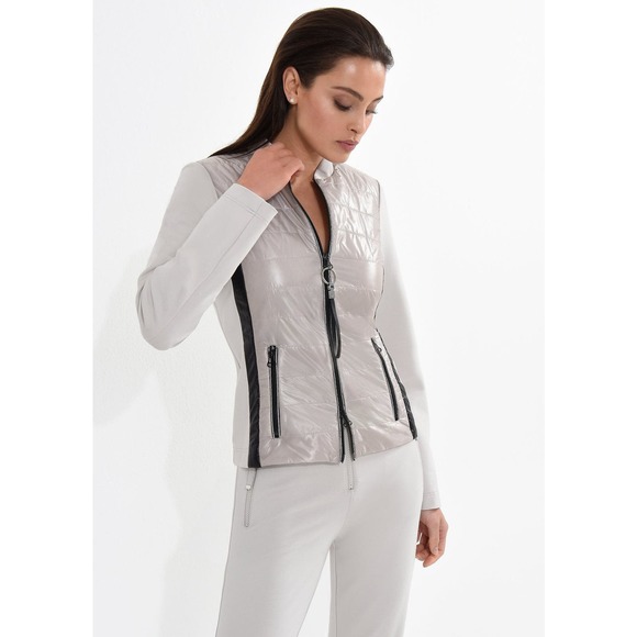 Women's Beige Athleisure Jacket Size 12 I'CONA Trendy Stylish Zipper NWT - Picture 1 of 3